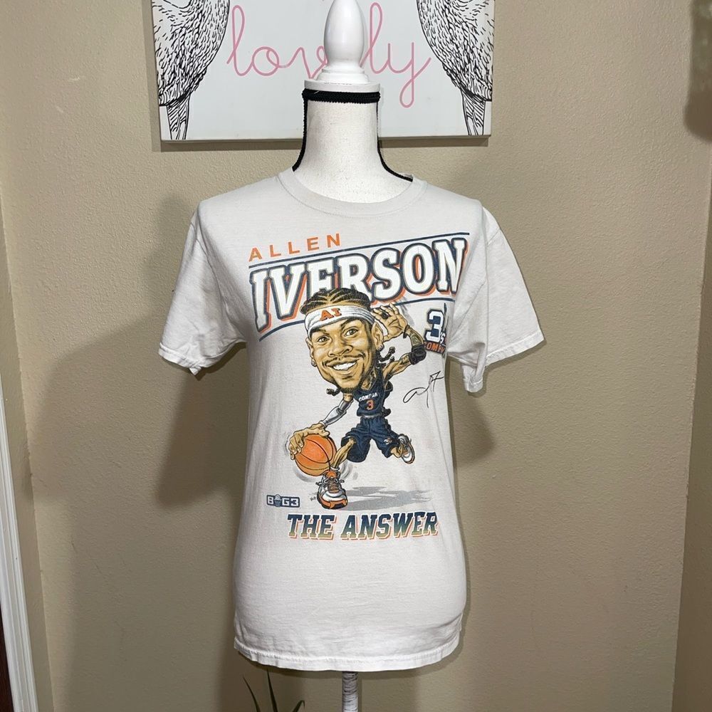 ALLEN IVERSON The Answer Men White Basketball T-Shirt S Big3 Company